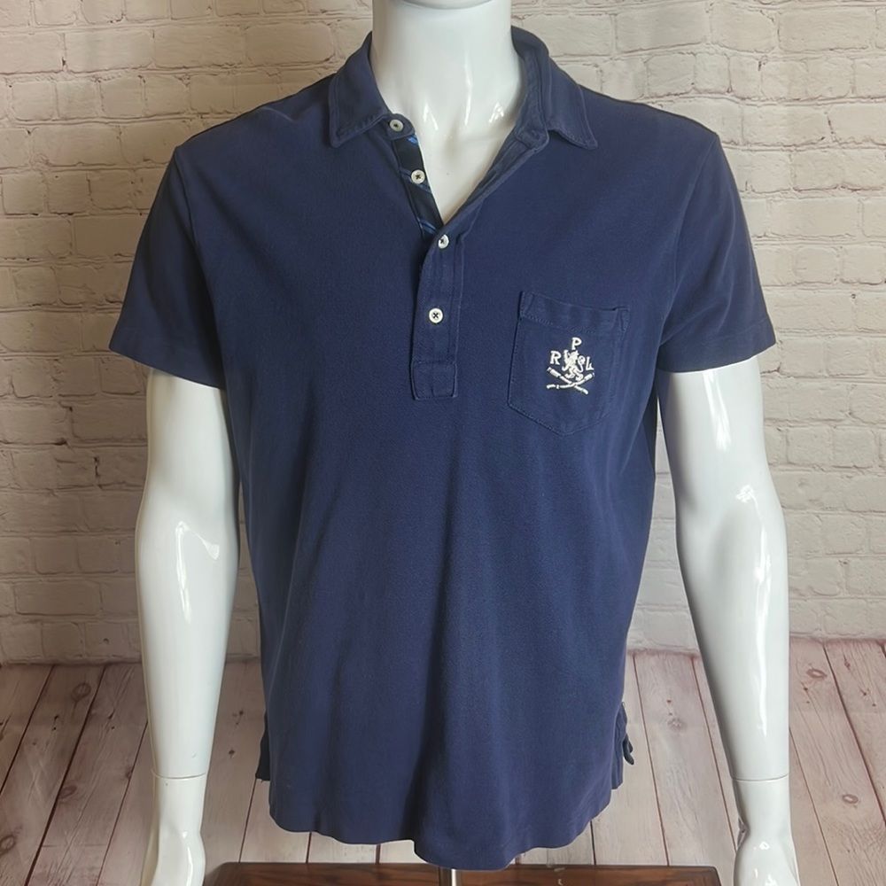 Polo Ralph Lauren Size Large Short Sleeve 1/2 Button Down Custom Fit Polo Shirt